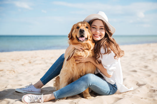 a dog and a girl
