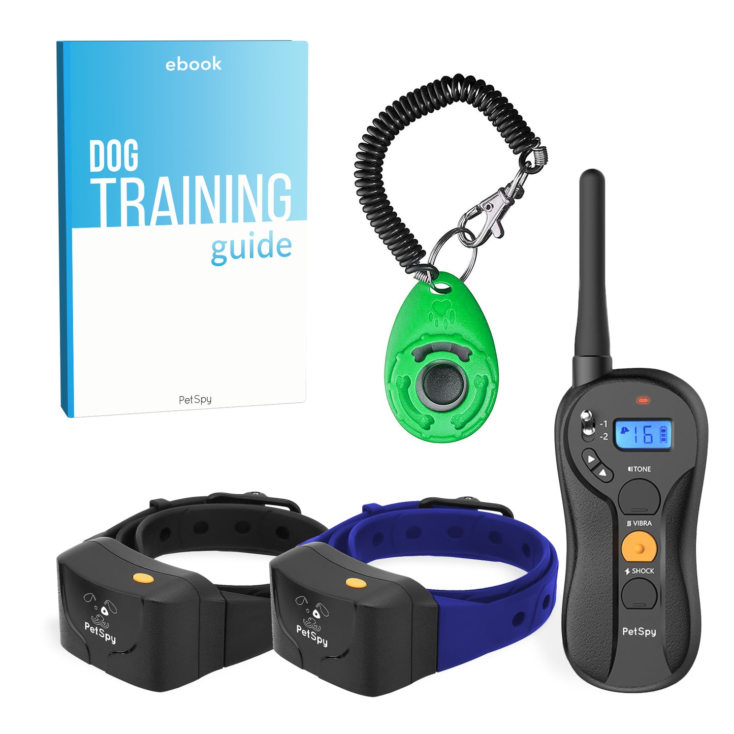 Ultimate Dog Training Bundle: P620B Shock Collar-2 Dogs, Clicker, Training Ebook