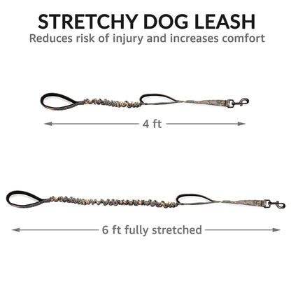 stretchy dog leash reduces risk of injury and increases comfort, 4 ft & 6 ft fully streched