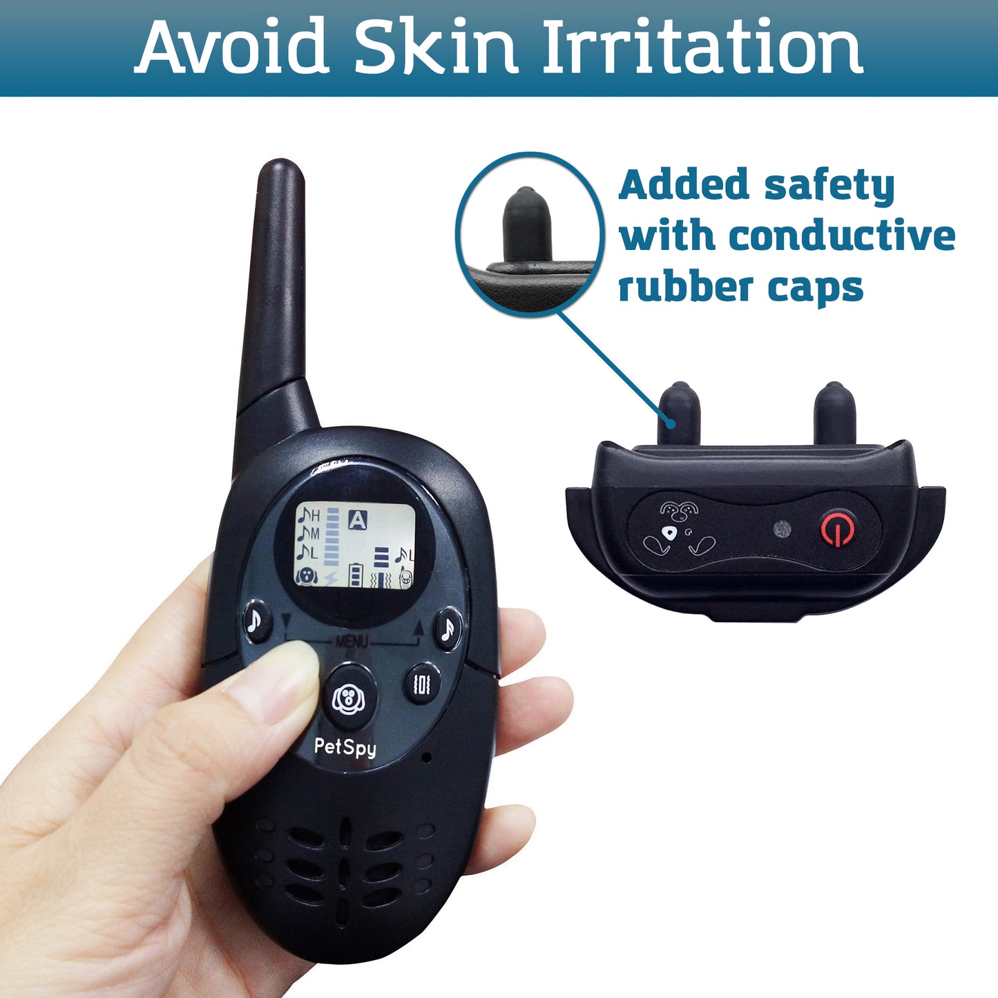 added safety with conductive rubber caps