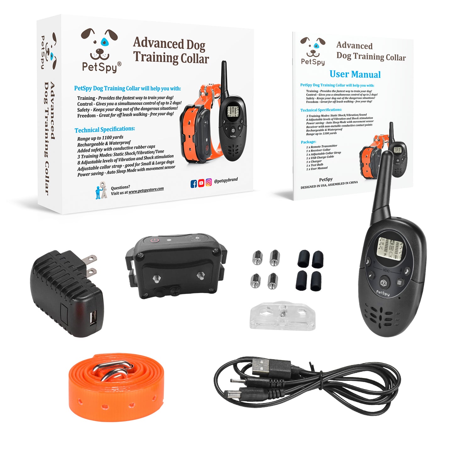 M86N Advanced Dog Training Collar consist 6 parts