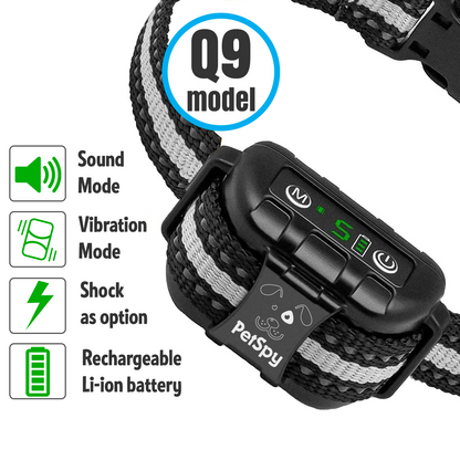 Smart Dog Bark Collar Training Bundle 2 Pack: Q9 model, sound mode, vibration mode, shock as option, rechargeable li-ion battery