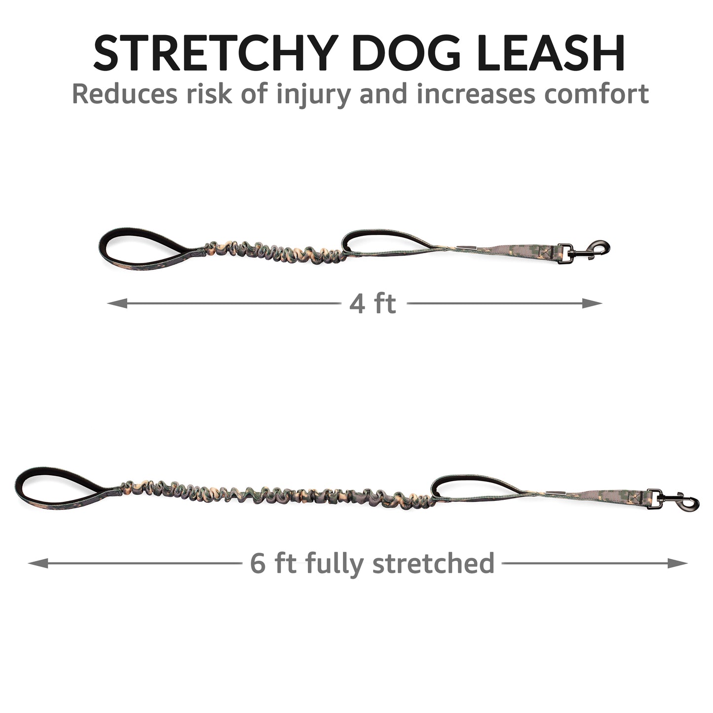 dog leash size 4 ft, 6 ft fully stretched