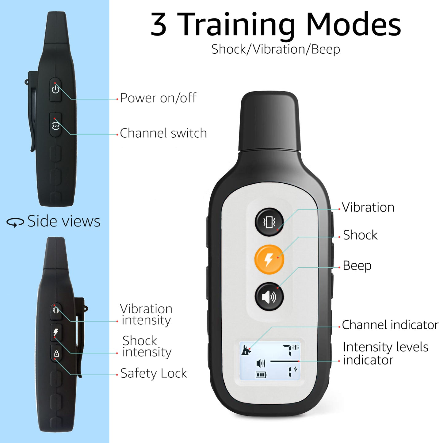 XPro remote has 3 training modes: shock,vibration,beep